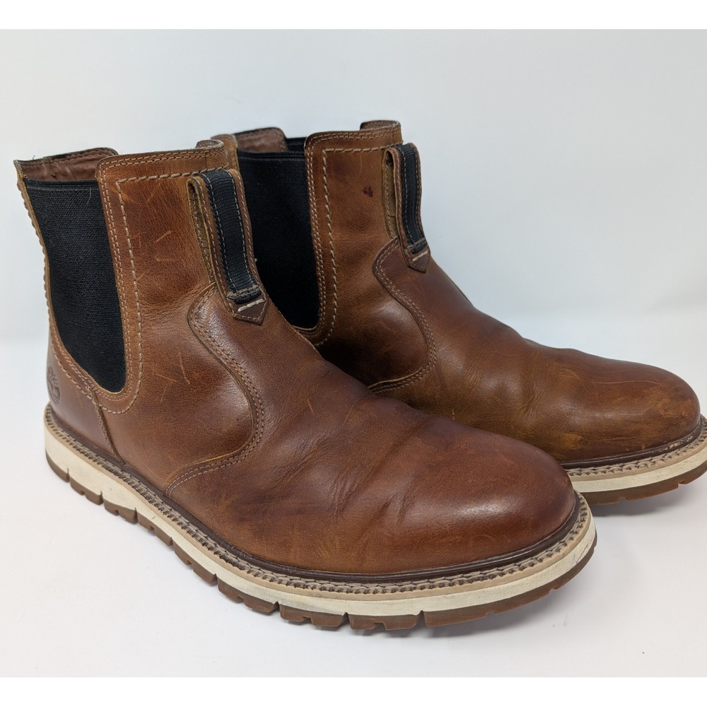 Timberland Larchmont Brown Leather Chelsea Boots SensorFlex Mens VERY NICE!